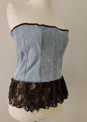 Dantel Detaylı denim pelerinli korse - Görsel 7