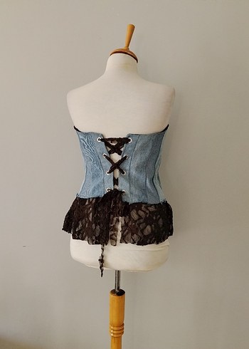 Dantel Detaylı denim pelerinli korse - Görsel 6