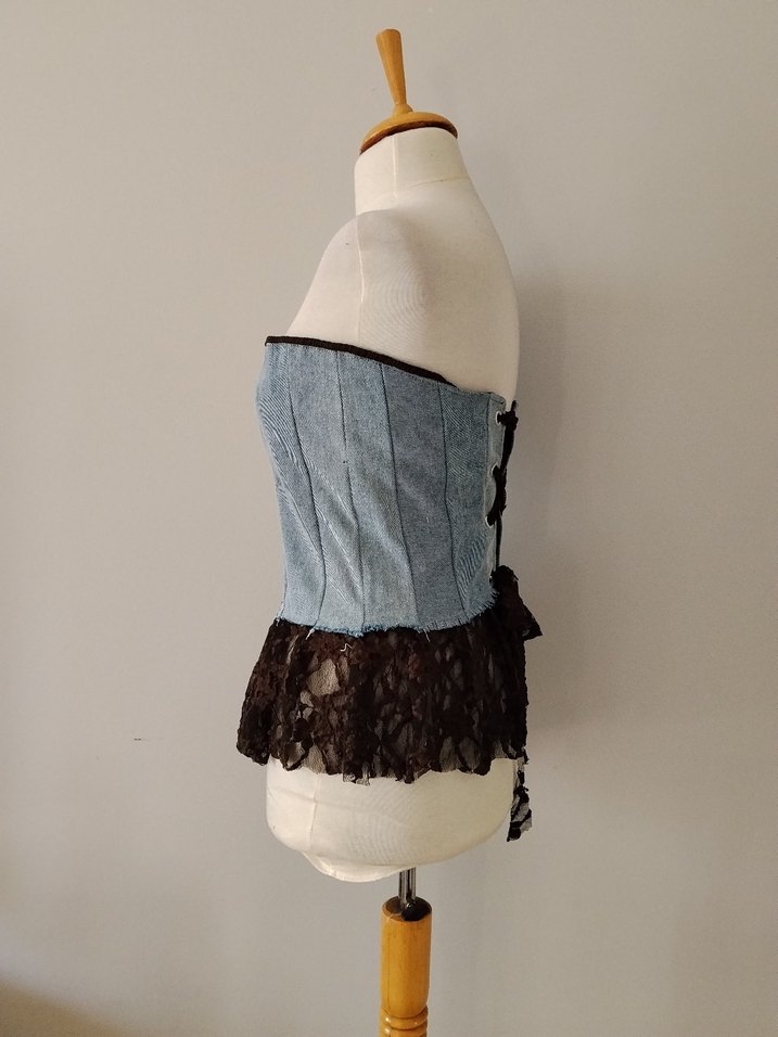 Dantel Detaylı denim pelerinli korse - Görsel 5