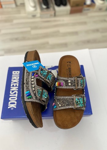 Birkenstock Boncuklu, Renkli Kadın Dolgu Topuk Terlik
