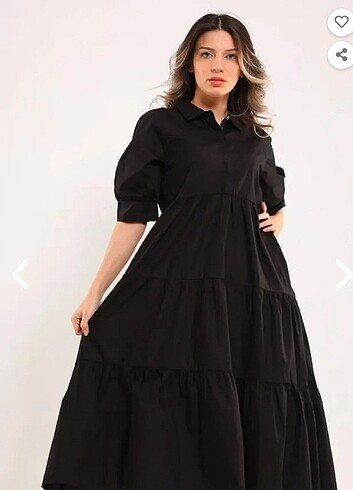 Siyah poplin elbise 