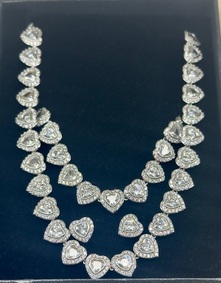 Beyaz Kalp Pırıltılı Takı Seti - Görsel 2