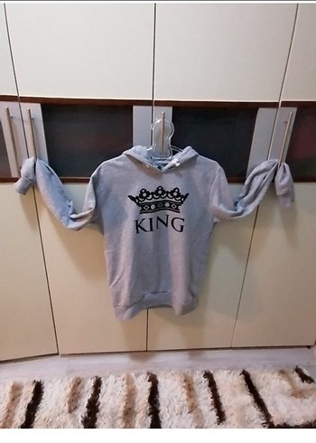 m Beden gri Renk Gri Kapüşonlu Kadın Sweatshirt