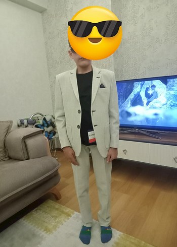 Erkek Çocuk Gri Düğmeli Takım Elbise