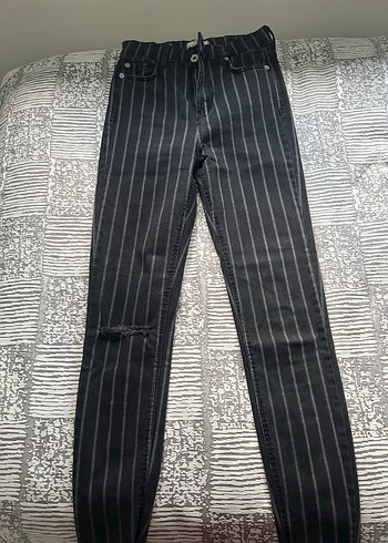 Bershka Çizgili Siyah Kadın Kot Pantolon