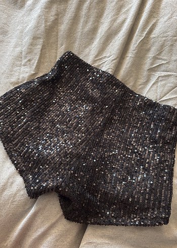 xs Beden siyah Renk Pull and bear Siyah Payetli Mini Şort