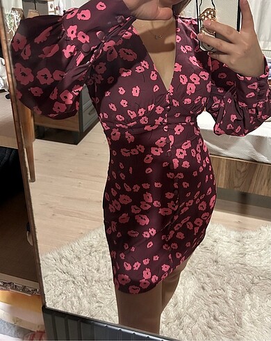 34 Beden bordo Renk Mini elbise