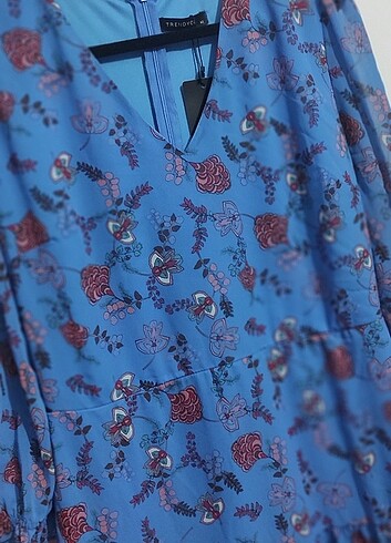 Trendyol & Milla Mavi Çiçek Desenli Şifon Elbise