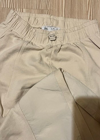 Bej Keten Mini Kız çocuk Pantolon - Görsel 3