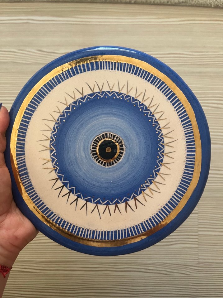 Ateiler Simi 
Mavi Desenli Yuvarlak nazarlık/ateiler simi - Görsel 2