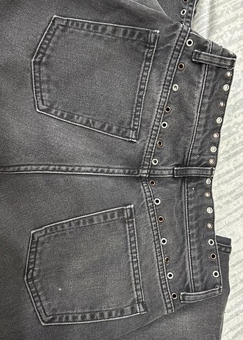 Orijinal Sandro Gri Düğmeli Nakışlı Kadın Kot Pantolon - Görsel 5