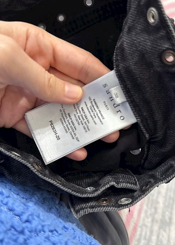 Orijinal Sandro Gri Düğmeli Nakışlı Kadın Kot Pantolon - Görsel 6