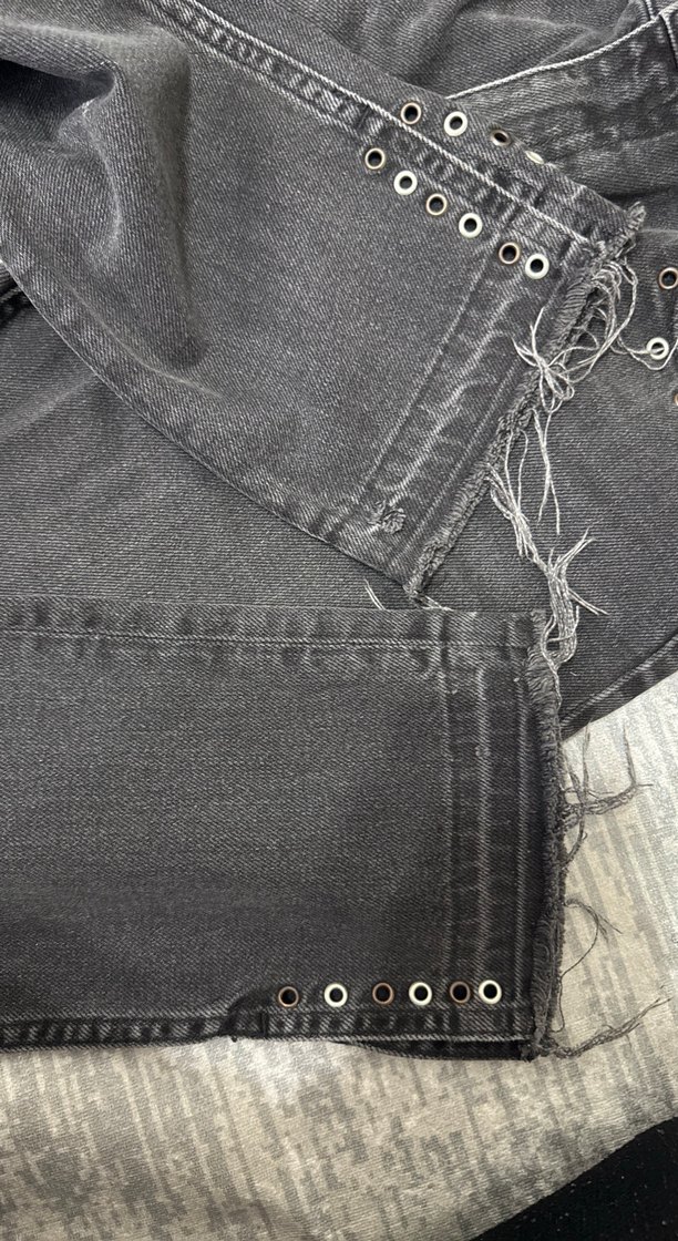 Orijinal Sandro Gri Düğmeli Nakışlı Kadın Kot Pantolon - Görsel 3