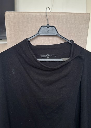 Tüzün Siyah Uzun Kollu Yüksek Yakalı Salaş Kadın Kazak - Görsel 2