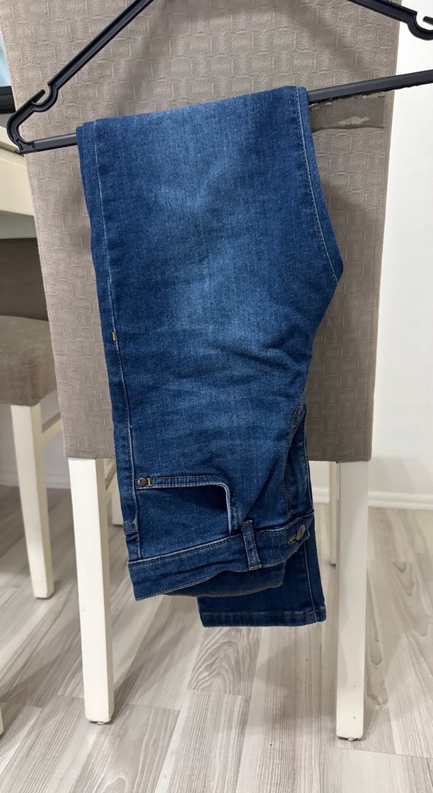LCW Mavi Düğmeli Normal Boy Denim Kadın Pantolon - Görsel 3