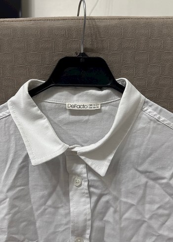 Defacto Beyaz Keten Uzun Kollu Çocuk Gömlek - Görsel 2