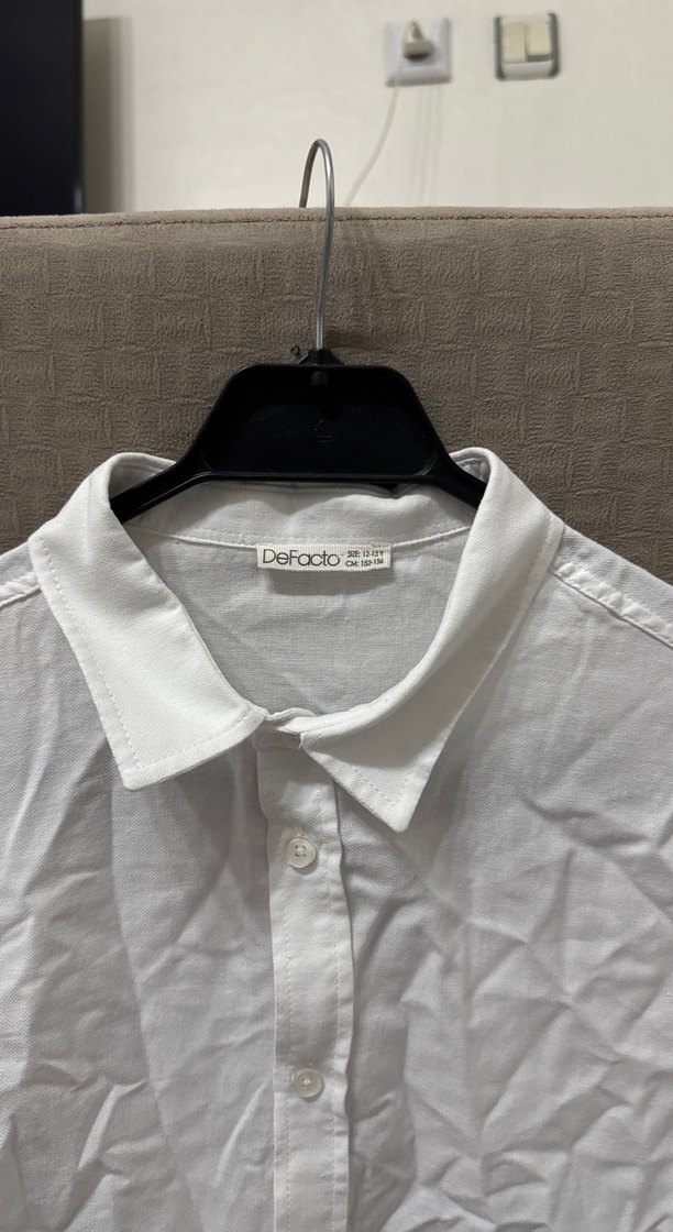 Defacto Beyaz Keten Uzun Kollu Çocuk Gömlek - Görsel 2