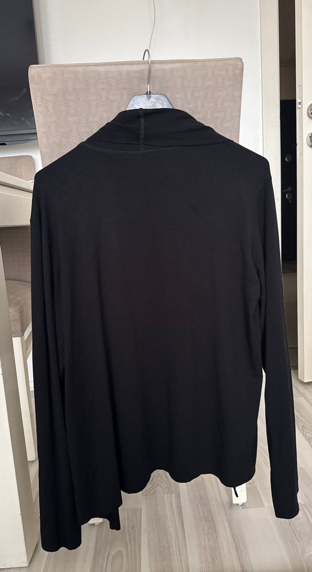 NU Black Kadın Siyah Midi Hırka, Uzun Kollu, Salaş Kesim - Görsel 3