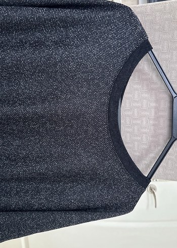 Orijinal Vakko Gri Kısa Kollu Örgü Kadın Kazak - Görsel 2