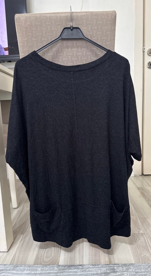 Orijinal Vakko Gri Kısa Kollu Örgü Kadın Kazak - Görsel 4