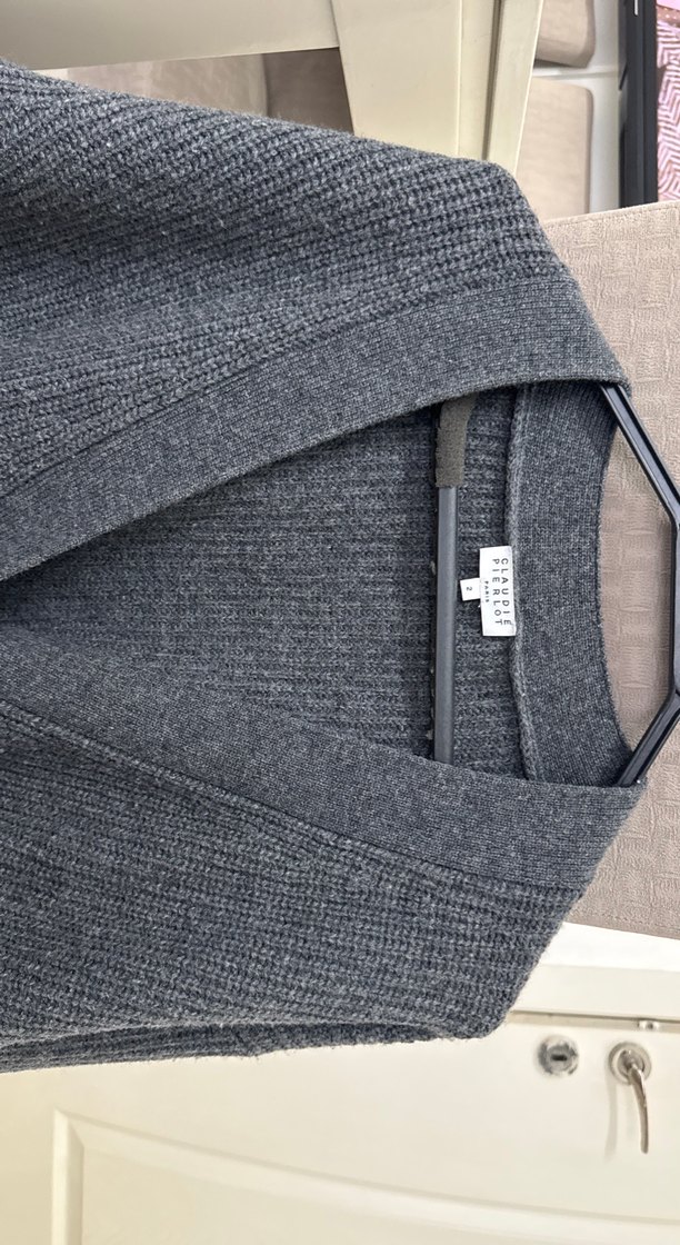 Orijinal CLAUDIE POERLOT Gri Örgü Kadın Hırka - Görsel 2