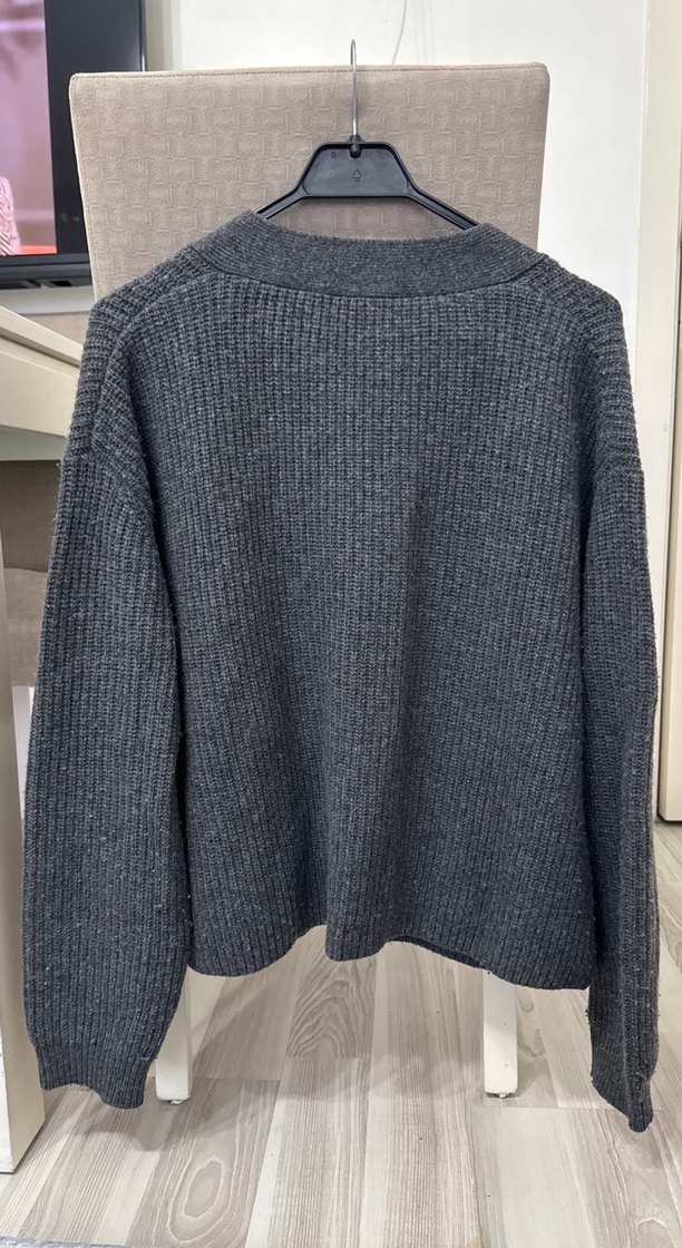 Orijinal CLAUDIE POERLOT Gri Örgü Kadın Hırka - Görsel 3