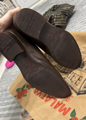 Orijinal Massimo Dutti Kahverengi Deri Erkek Klasik Ayakkabı - Görsel 5