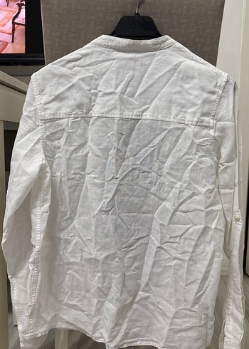 Mango Erkek Çocuk Beyaz Keten Uzun Kollu Gömlek - Görsel 3