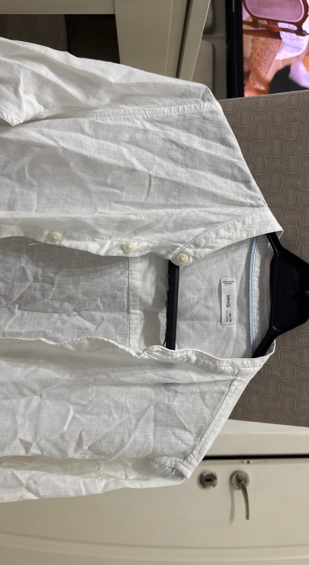 Mango Erkek Çocuk Beyaz Keten Uzun Kollu Gömlek - Görsel 2