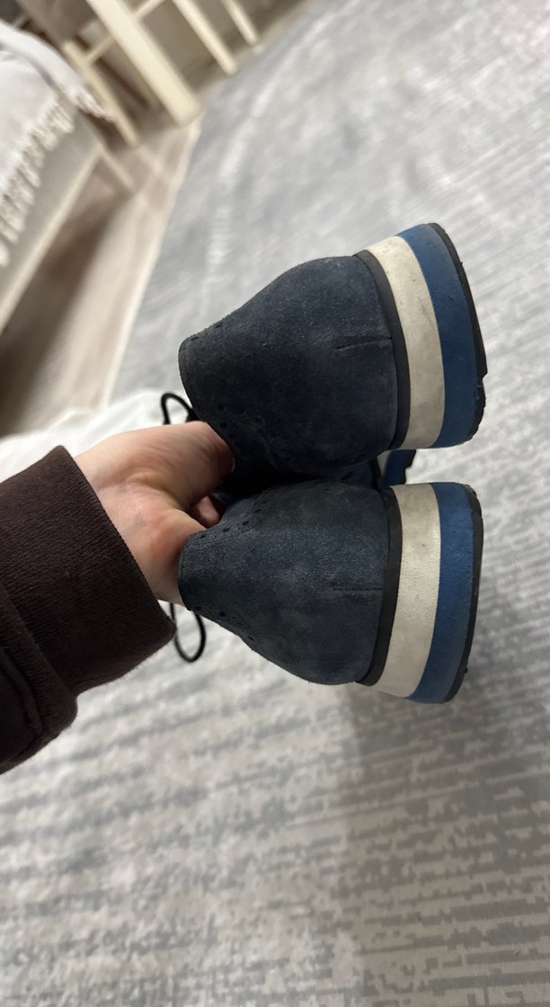 Orijinal PRADA lacivert Süet Düğmeli Erkek Klasik Ayakkabı - Görsel 5