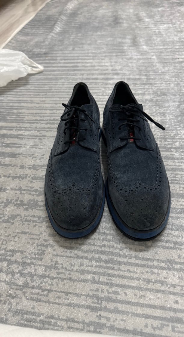 Orijinal PRADA lacivert Süet Düğmeli Erkek Klasik Ayakkabı - Görsel 3
