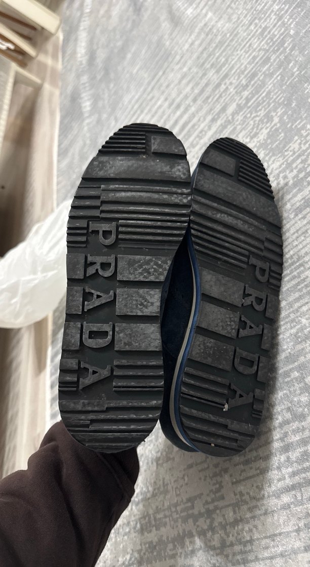 Orijinal PRADA lacivert Süet Düğmeli Erkek Klasik Ayakkabı - Görsel 4