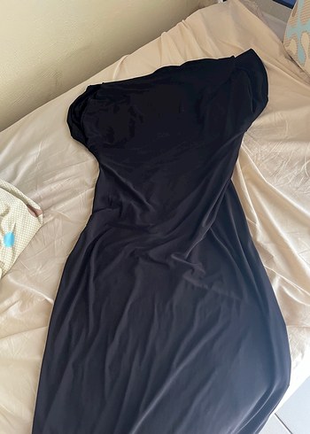 Siyah V Yaka Kolsuz Uzun Elbise - Görsel 2