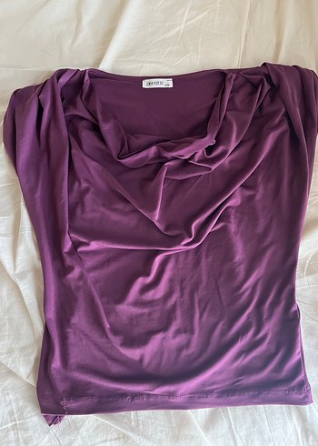 Mor Drapeli Kayık Yaka Kadın Bluz - Görsel 4