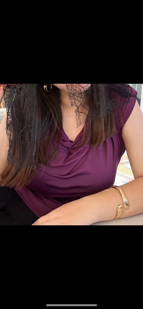 Mor Drapeli Kayık Yaka Kadın Bluz - Görsel 2