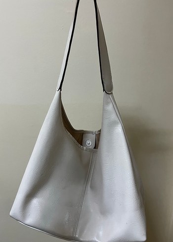 Beyaz Deri Minimalist Kadın Çanta - Görsel 2
