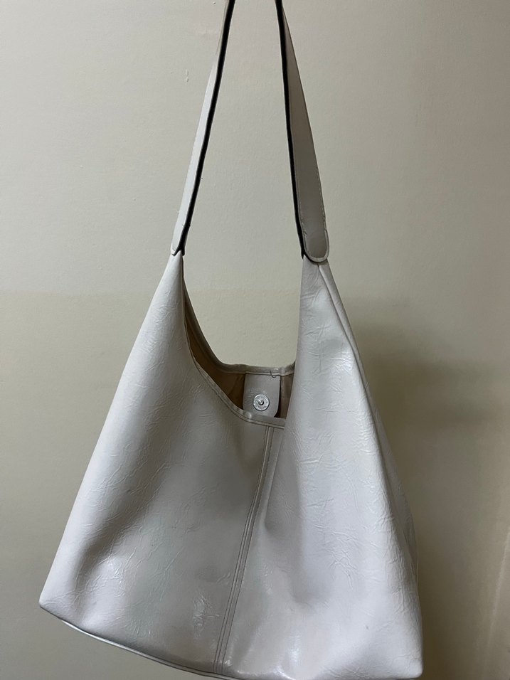 Beyaz Deri Minimalist Kadın Çanta - Görsel 2