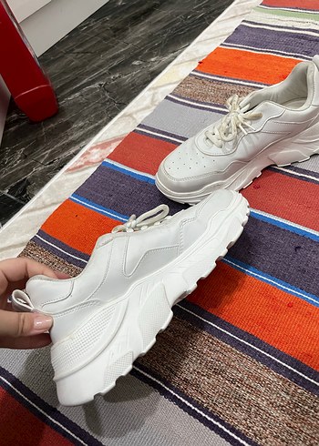 Beyaz Kadın Spor Ayakkabı Stiletto Topuklu - Görsel 2