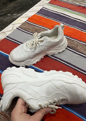 Beyaz Kadın Spor Ayakkabı Stiletto Topuklu - Görsel 3