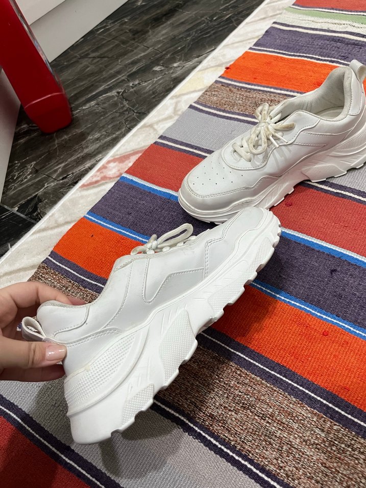 Beyaz Kadın Spor Ayakkabı Stiletto Topuklu - Görsel 2