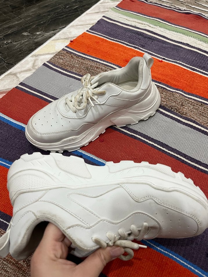 Beyaz Kadın Spor Ayakkabı Stiletto Topuklu - Görsel 3