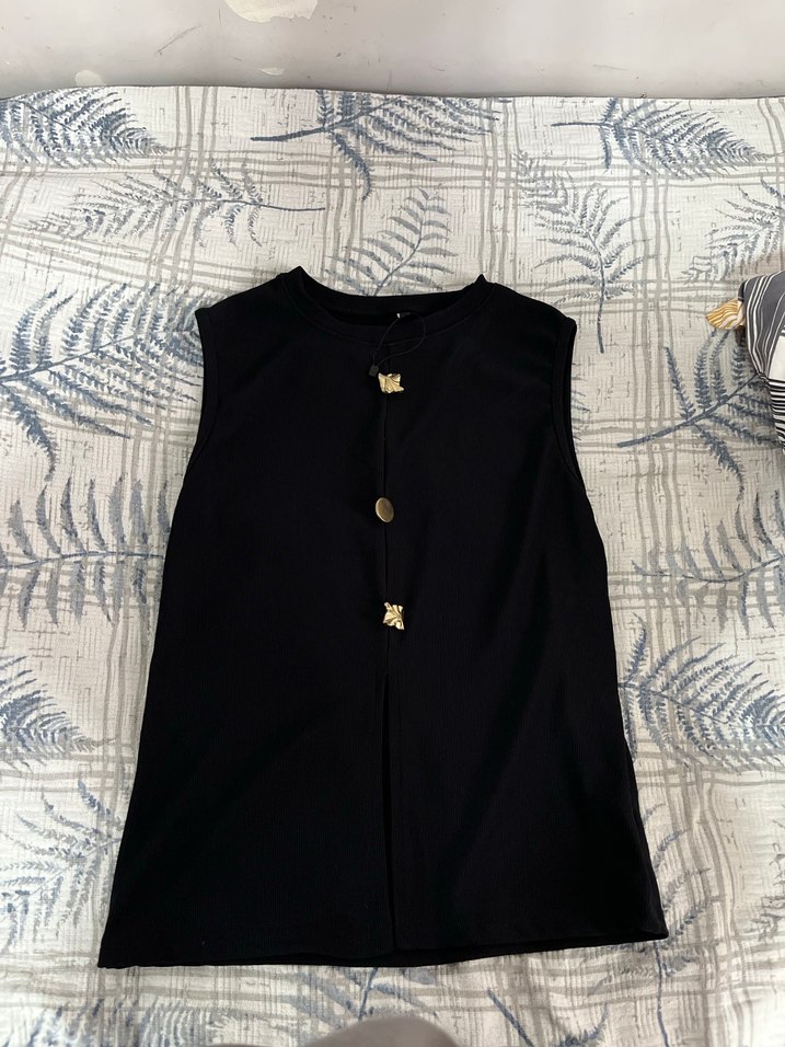 Düğmeli Siyah Kadın Kolsuz Yelek - Görsel 4