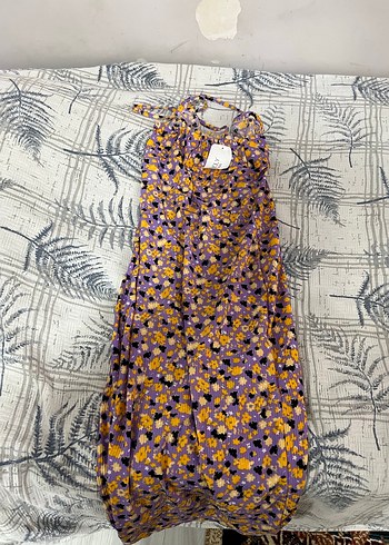 Kadın Mor Çiçekli Uzun Kollu Elbise - Görsel 2