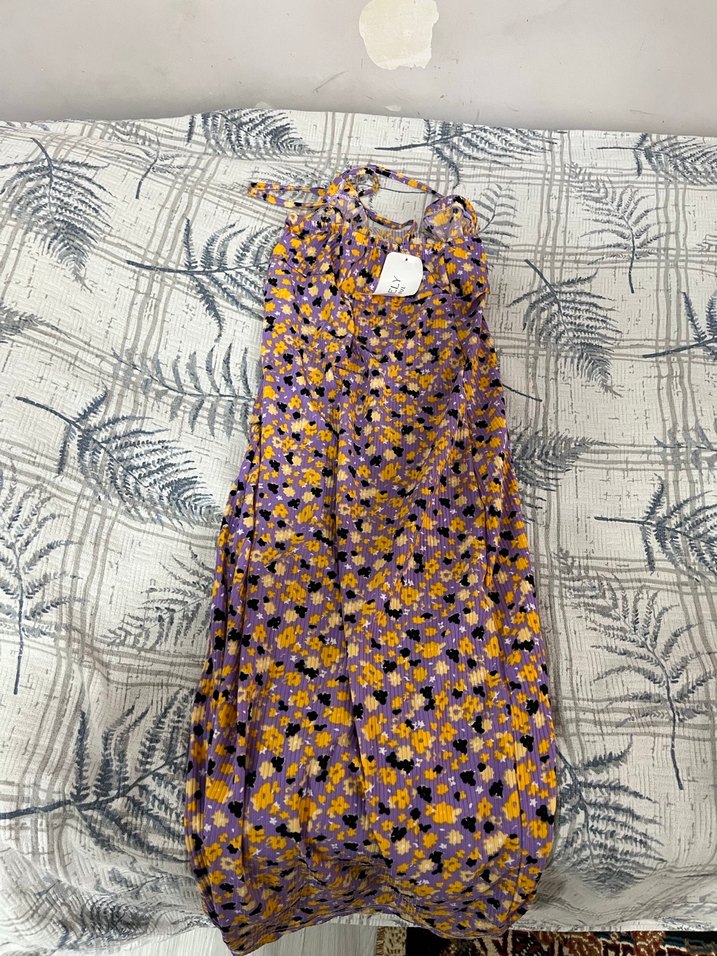 Kadın Mor Çiçekli Uzun Kollu Elbise - Görsel 2