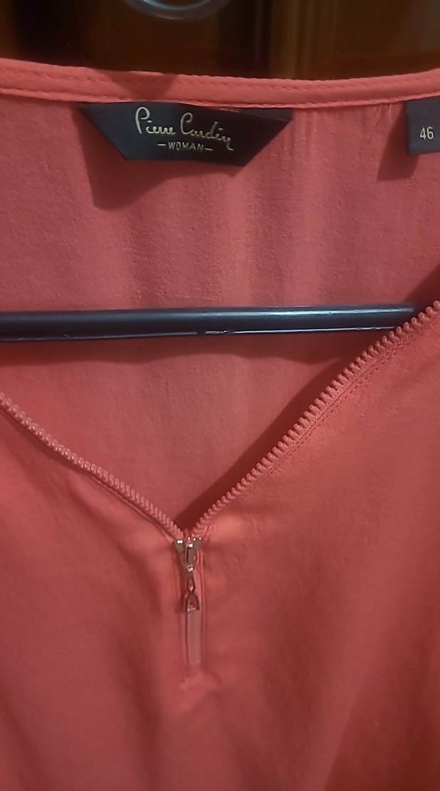 Pembe V Yakalı Rahat Kesim Kadın Bluz - Görsel 2