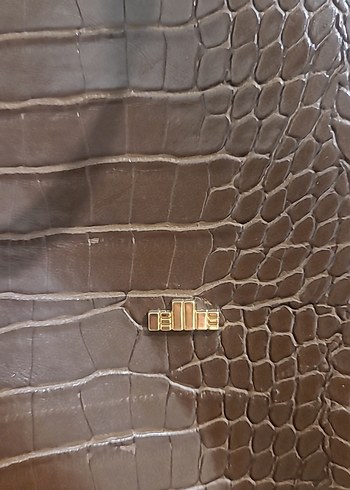 Kahverengi Deri Yılan Desenli Kadın Çanta - Görsel 4