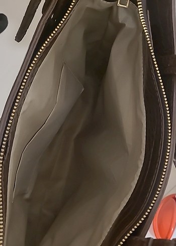 Kahverengi Deri Yılan Desenli Kadın Çanta - Görsel 5