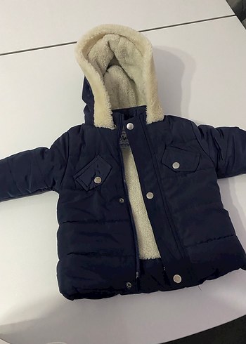 Koyu Mavi Erkek Çocuk Kürklü Kapüşonlu Mont - Görsel 6