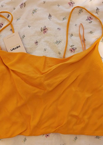 Sarı Parlak Straplez Midi Büstiyer - Görsel 2