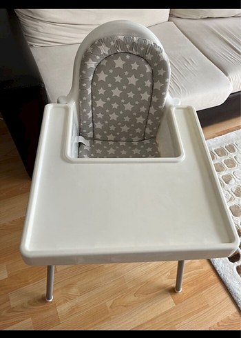 Gri Yıldız Desenli Bebek Mama Sandalyesi